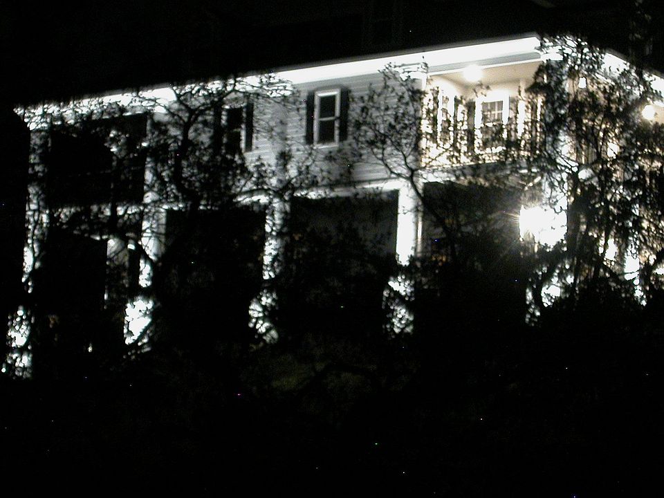 at night 1/2 way up driveway
