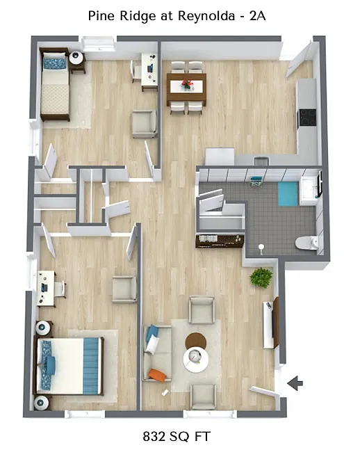 Floor plan 2 Bed 1 Bath