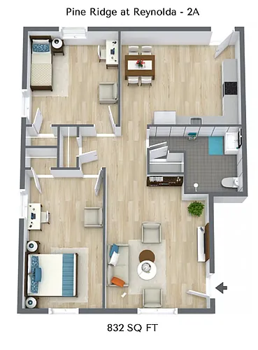 Floor plan 2 Bed 1 Bath