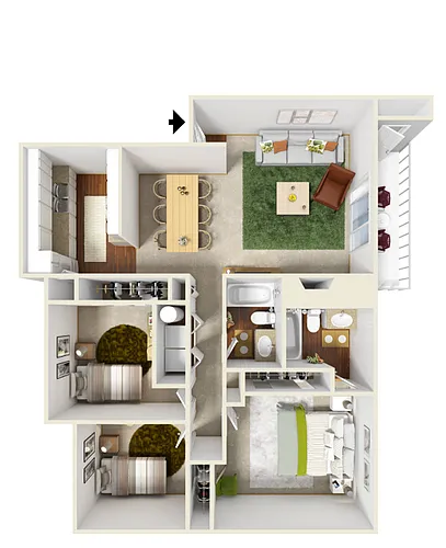 Floor plan 3 Bed 2 Bath
