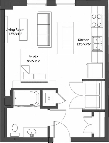 Floor plan BrewHouse Loft 403