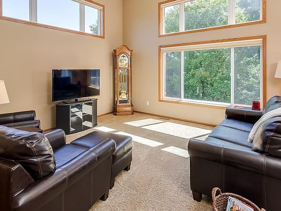 Two story living room