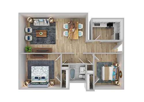 Floor plan Two Bedroom, One Bathroom