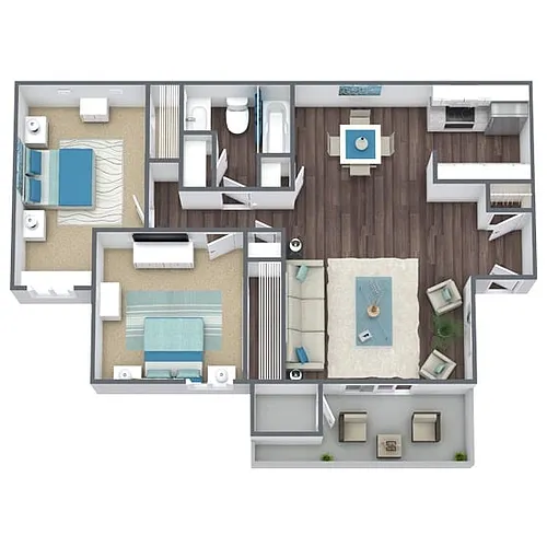 Floor plan B1: 2 Bed 1 Bath