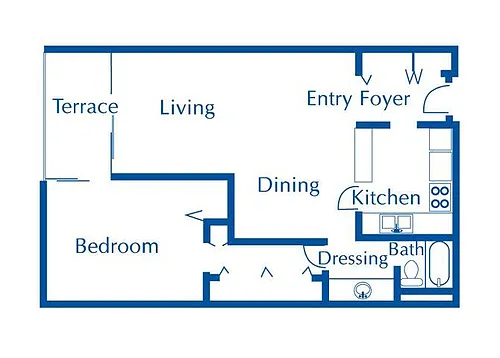 Floor plan One Bedroom, One Bathroom