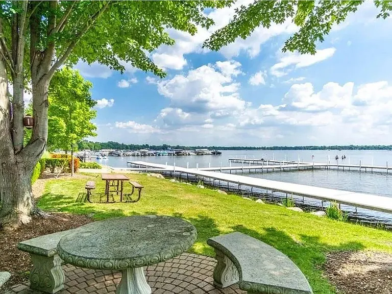 Lake with deck for resindents