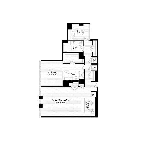 Floor plan 2 Bed - 2 Bath | B07 (901)