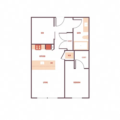 Floor plan 1x1+Den C1