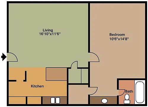 Floor plan 1 bedroom 1 bath