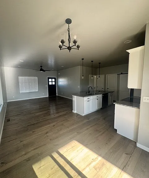 Living Room, Dinning Area, and Kitchen from back sliding door