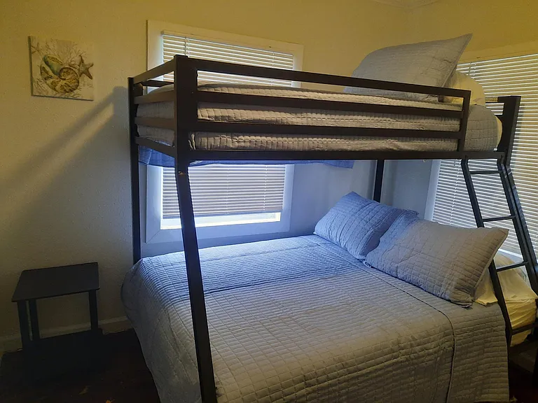 Very sturdy bunk, twin over full with closet.