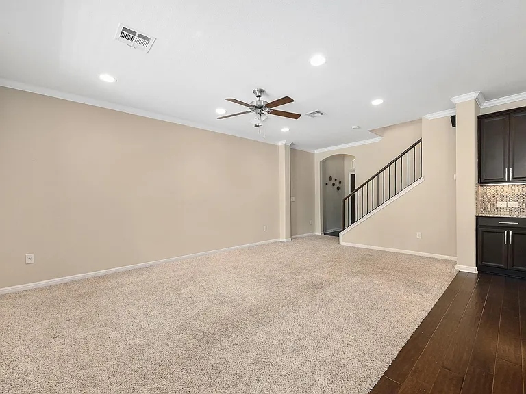Living room with view from kitchen