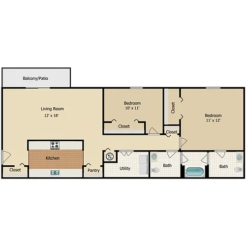 Floor plan TWO BEDROOM