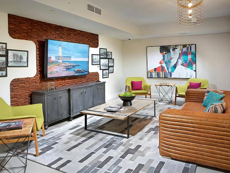 South of Atlantic Clubroom with Modern Furnishings and Flat-Screen TV