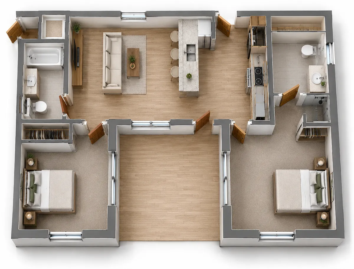 Floor plan 2 Bedroom 2 Bath