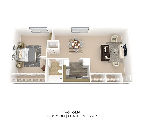 Floor plan One Bedroom - 702 sqft
