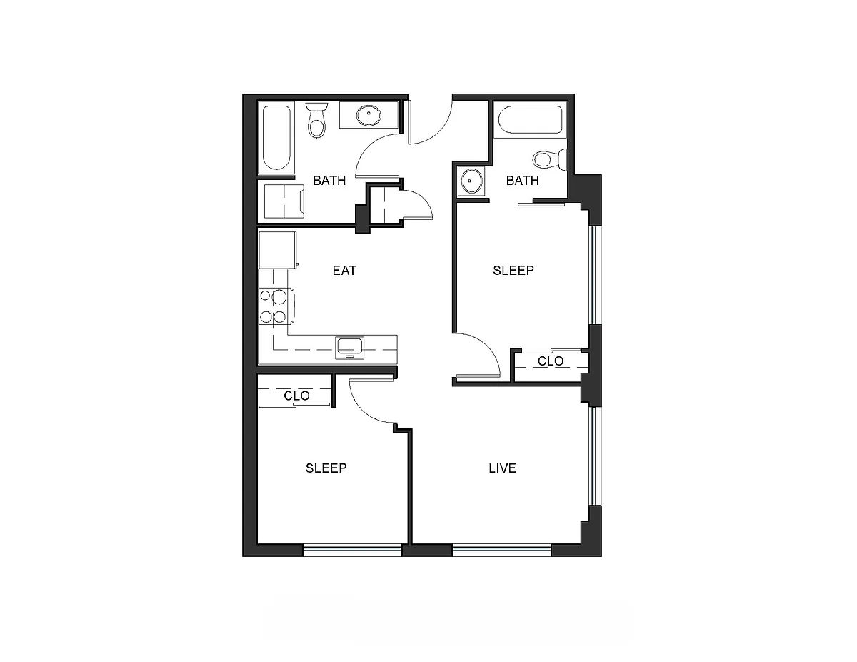 Floor plan 2x2 -C6 - Iron Flats