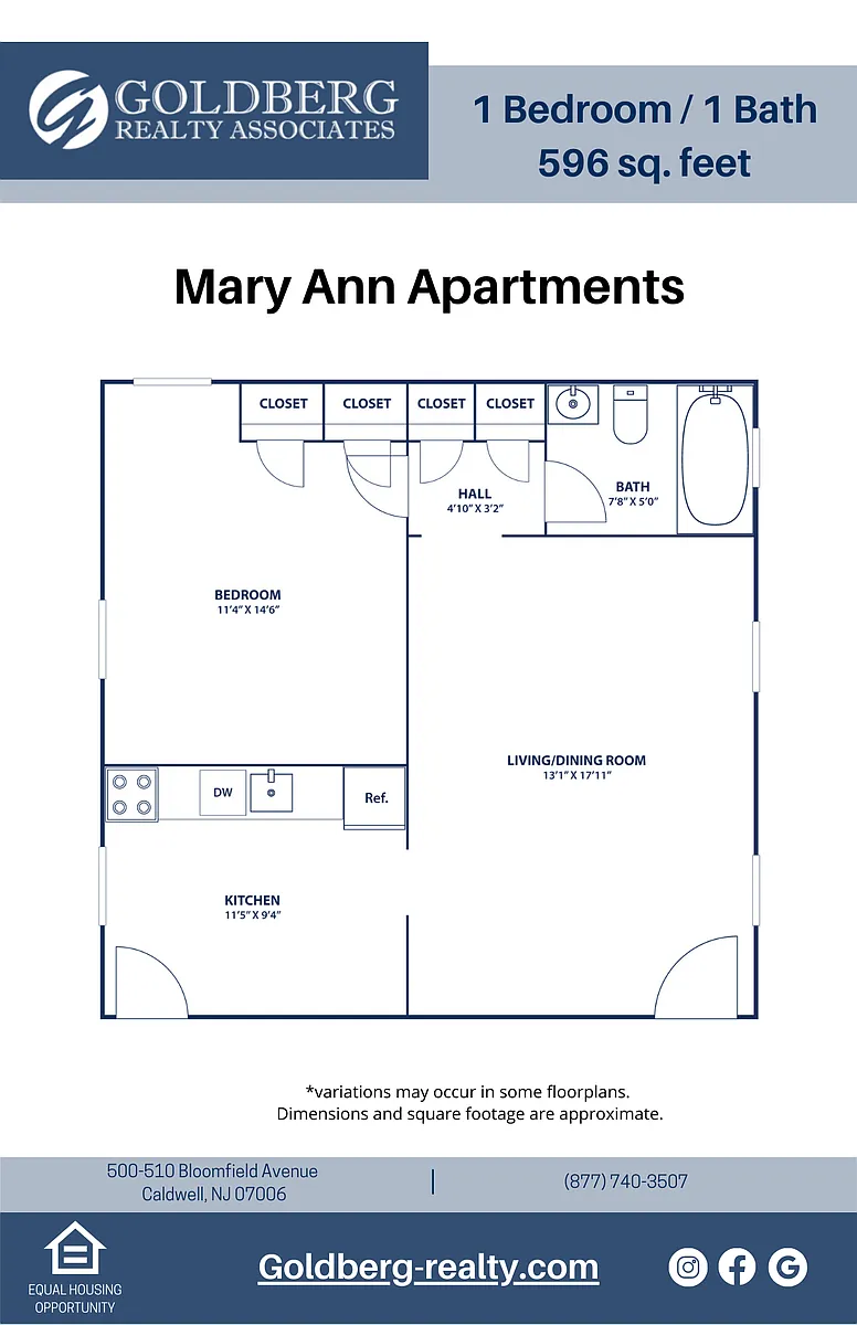 Floor plan One Bedroom 1 Bath