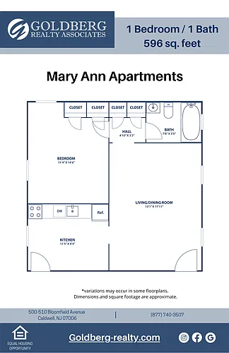 Floor plan One Bedroom 1 Bath