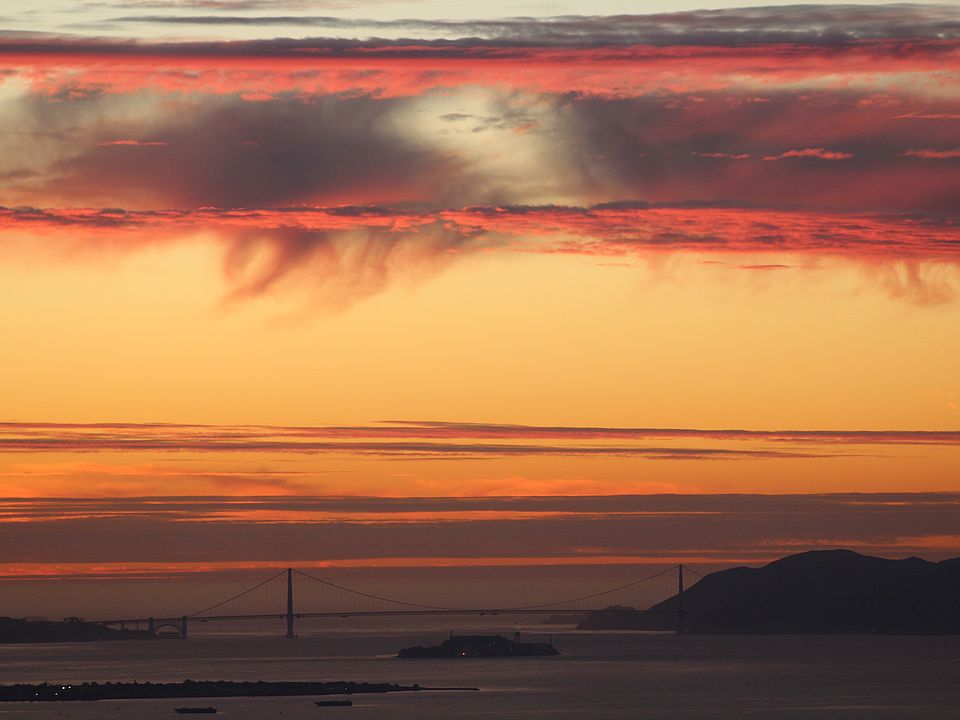 Golden Gate Bridge at sunset from living room
