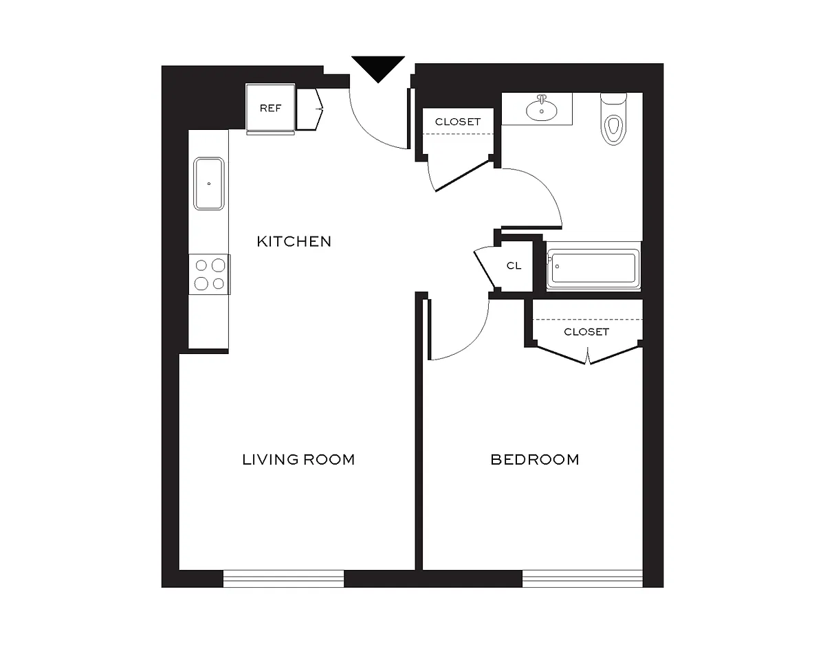 Floor plan One Bedroom 70% AMI - Income Restricted
