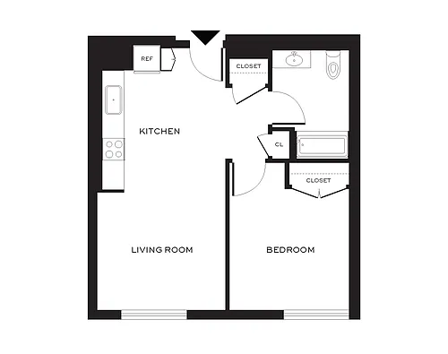 Floor plan One Bedroom 70% AMI - Income Restricted