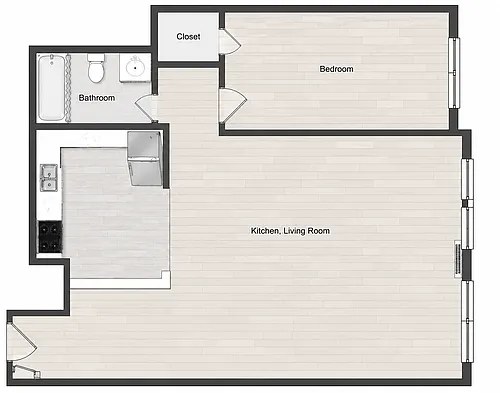 Floor plan Larger 1 Bedroom