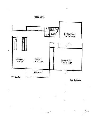Floor plan 2 bed 1 bath