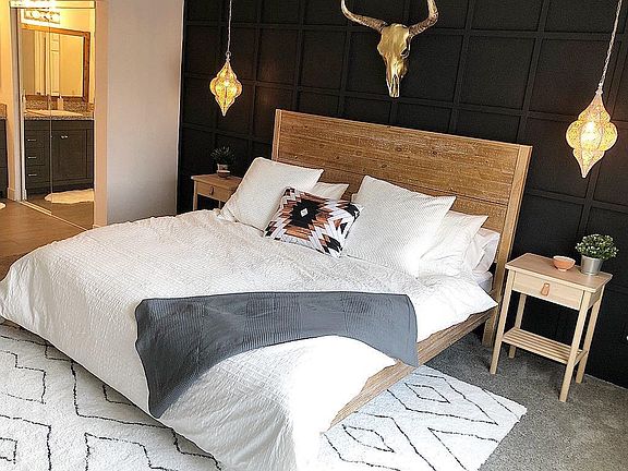 Master Bedroom, King bed. Two full length closets with mirrored doors.