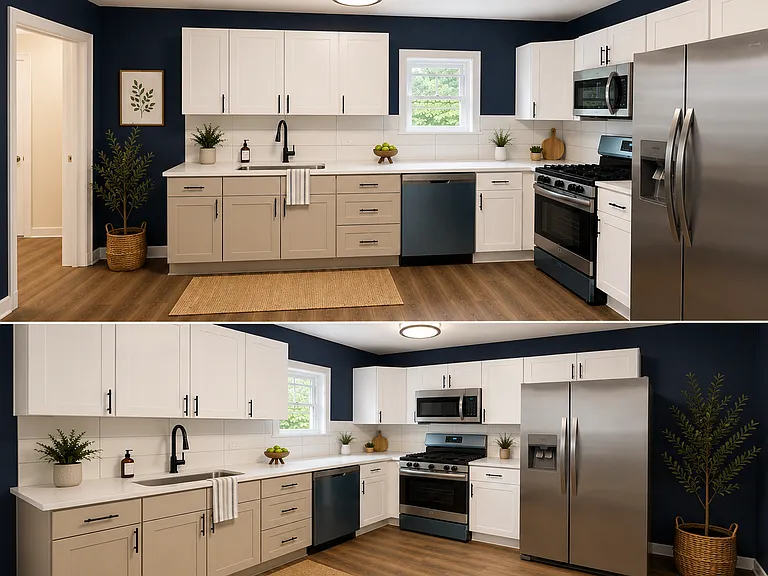 Kitchen sink cabinets to be white.