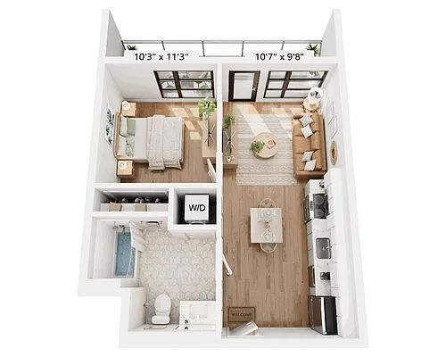 Floor plan One Bedroom - A1G