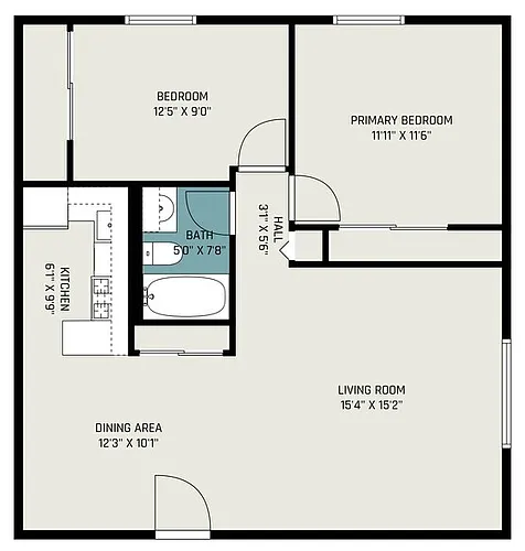 Floor plan Two Bedroom Garden Style
