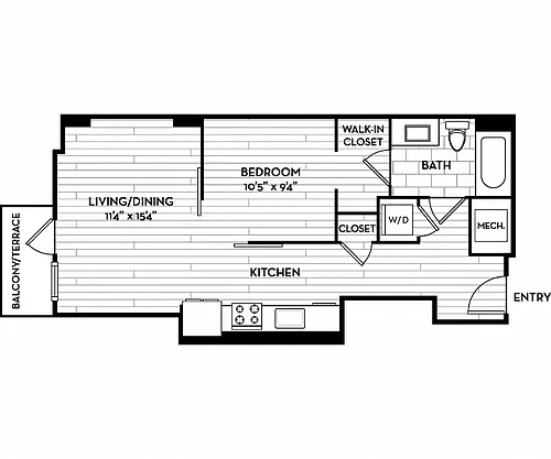 Floor plan Junior 1 Bed | 01S1