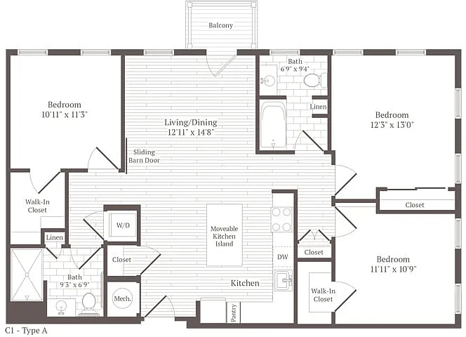 Floor plan 3 Bed 2 Bath