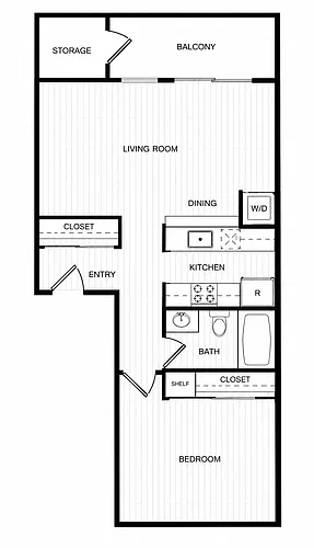 Floor plan 1 Bed, 1 Bath