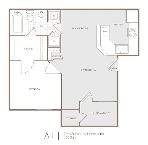 Floor plan Juniper 1 Bed 1 Bathroom