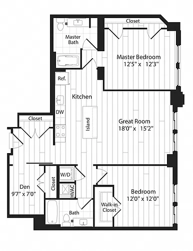 Floor plan 2 BR Den 2Q