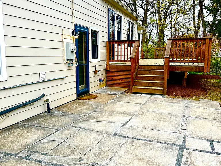 Backyard granite patio