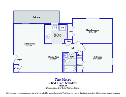 Floor plan The Metro - 2 bedroom - standard