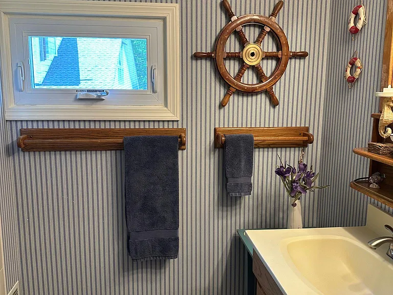 Full Bath, Shower Stall, Double Sink, Cabinets