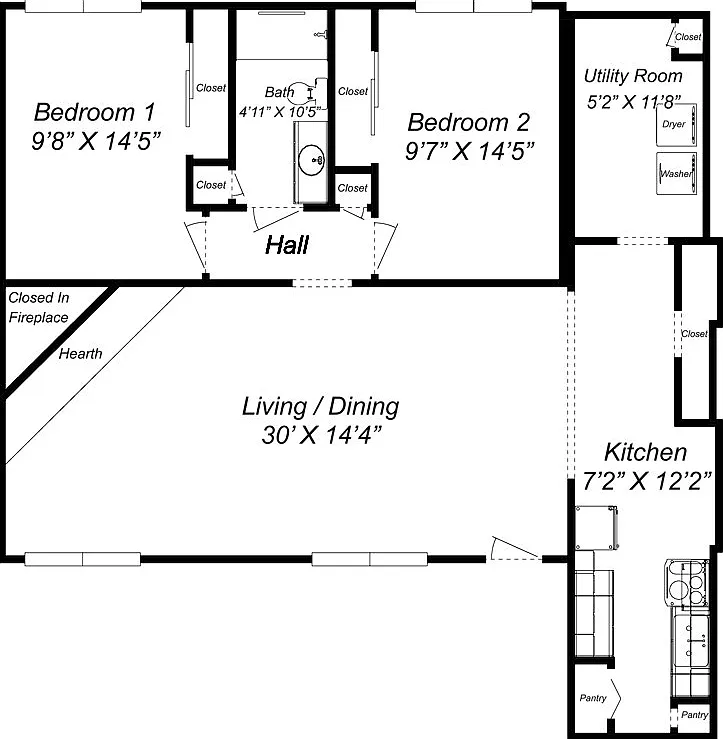 2 bed, 1.0 bath, 1162 sqft, $1,200 — Photo 2
