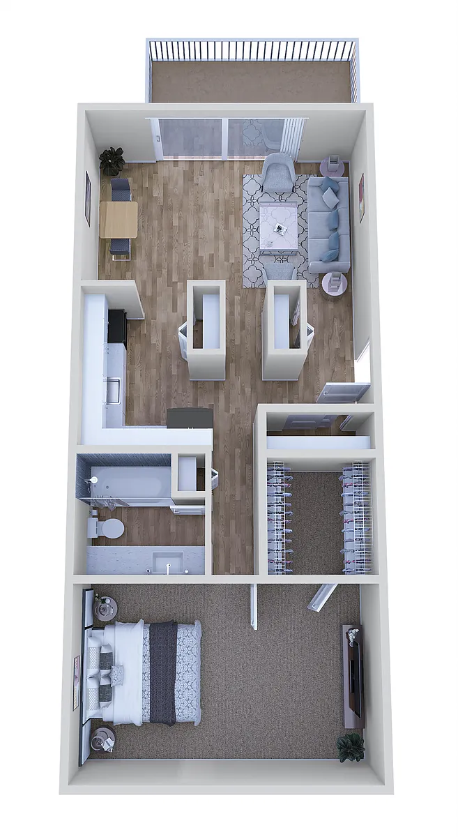 Floor plan 1 Bed 1 Bath - B