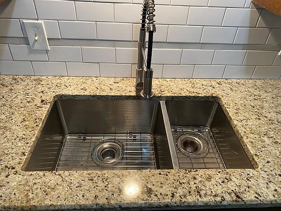 Under counter sink with in sink drain board with industrial facuet and disposal