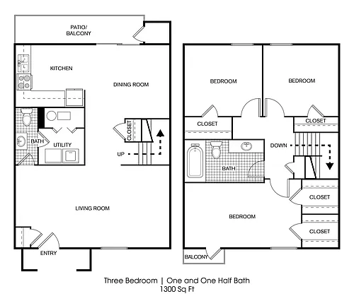 Floor plan 3x2ArT1-T - 3X2 Renovated