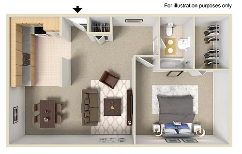 Floor plan One Bedroom One Bathroom