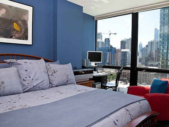 Bedroom fits queen bed, dresser, chair and ottoman comfortably. Apt. recently painted nice neutral colors throughout.