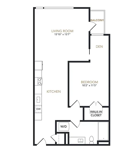 Floor plan 1X1 Den MFTE B