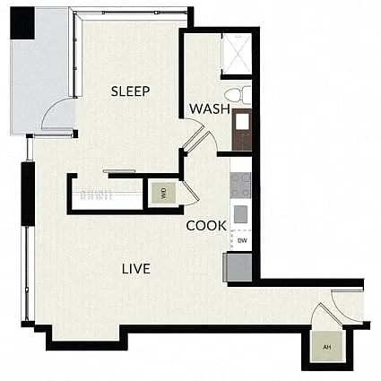Floor plan 1 Bed/1 Bath-A5