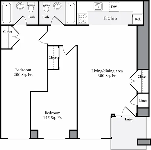 Floor plan The Lofts 2 Bedrooms R