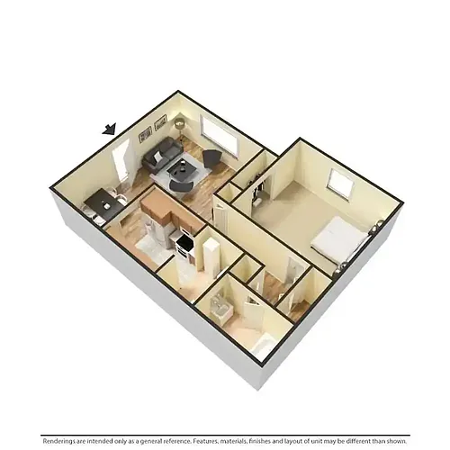Floor plan One Bedroom One Bath